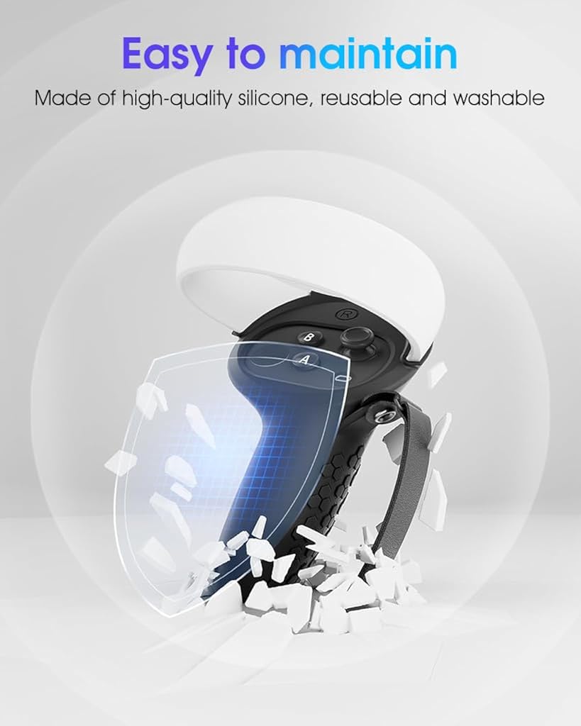 ZORBES Controller Grips Cover for Oculus Quest 2, Non-Slip Texture - VR Accessories Compatible with Meta Quest 2, Silicone Controller Grip Covers with Adjustable Ankle Straps Use ZORBES Controller Grips Cover for Oculus Quest 2, Non-Slip Texture - VR Accessories Compatible with Meta Quest 2, Silicone Controller Grip Covers with Adjustable Ankle Straps Use